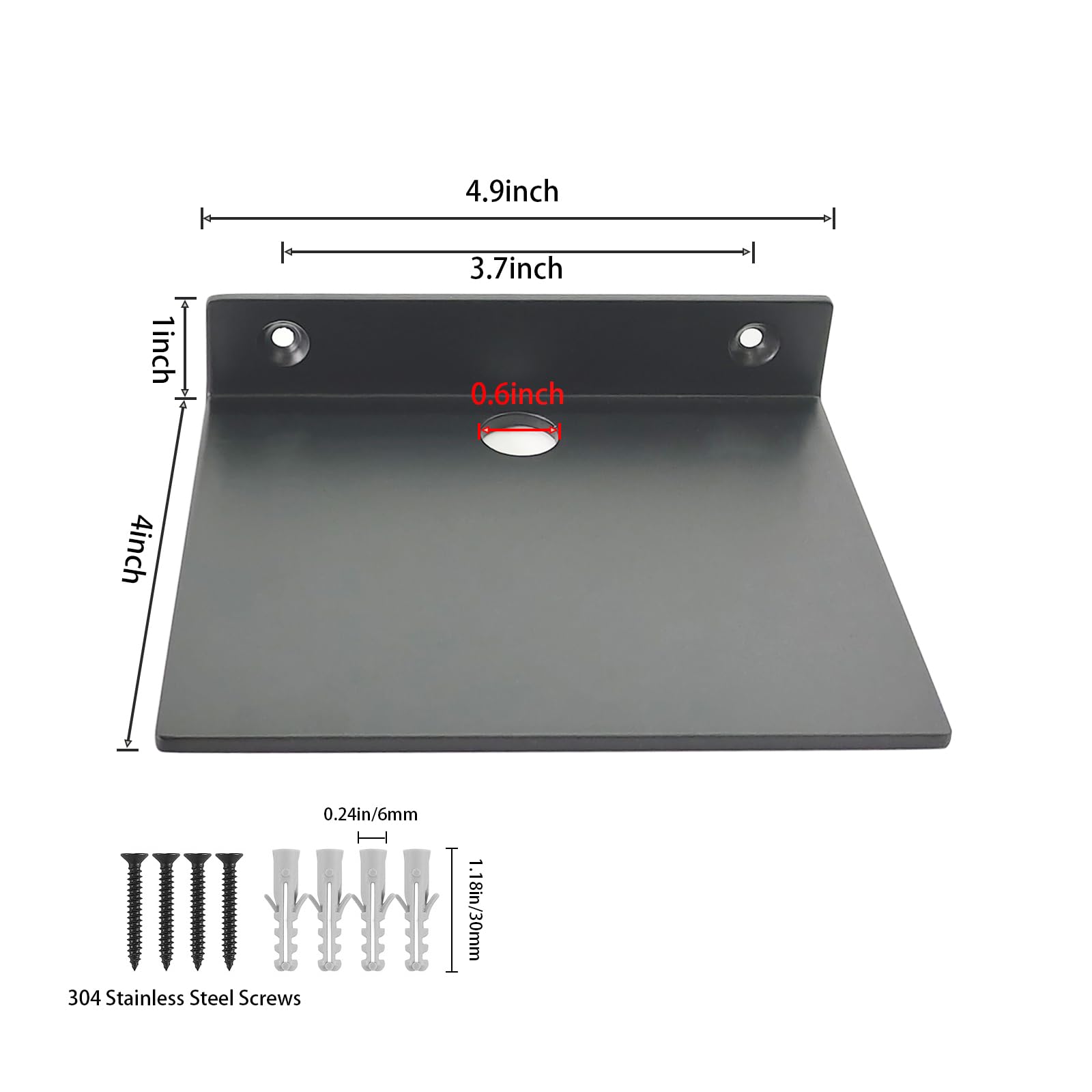 YUjieSTC Small Wall Shelf,3.0mm Aluminum Alloy Small Floating Shelf,for Bathroom, Bedroom, Living Room, Kitchen,Office(5 Inch Black, Set of 2)