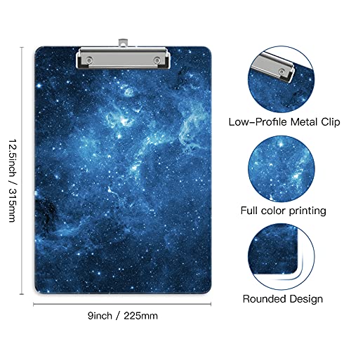 Image of Plastic A4 Clipboards, Clip Board Stardard Letter Size 9 x 12.5 in | Office Decorative for Students Women Men and Kids,Blue Starry Sky