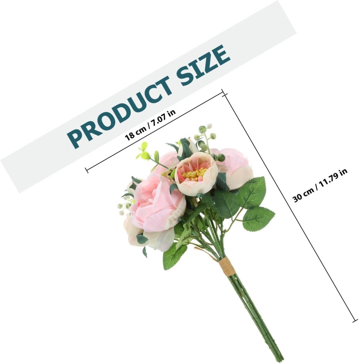 Wakauto Artificial Flower Bouquet 10-Head Faux Peony Bridal Wedding Handheld Bouquet Light Pink Romantic Table Centerpiece Decor for Home and Bedroom image 2