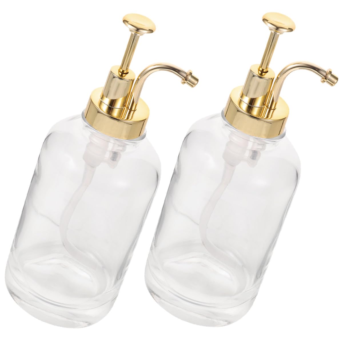 Dispensador de Jarabe de Vidrio 500ml, 2 Piezas Dorado | Acero Inoxidable y Pp, Diseño Elegante, Uso Doméstico, Protege de Impurezas
