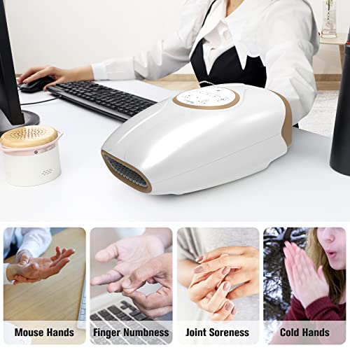 Ezencon Electric Hand Massager With Heat, Rechargeable Finger Massager With 3 Massage Modes & Heating, Hand Massager For Arthritis And Carpal Tunnel - Gifts For Women (White) #TOP3