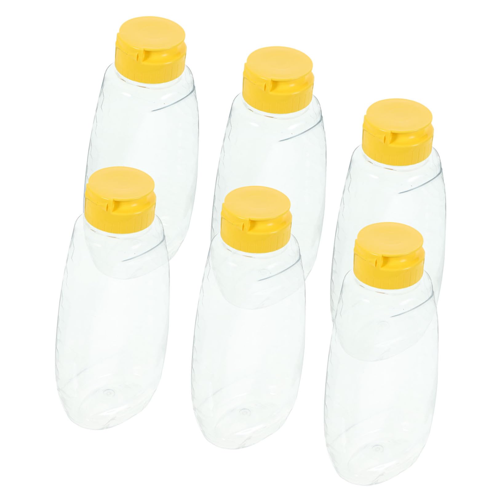 Cabilock Honey Squeeze Bottle Set 6pcs Plastic Honey Jars Lids Kitchen Storage Jar Refillable Honey Dispenser