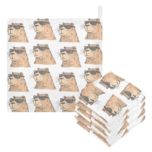 vvfelixl Water Rat Wear Sunglasses Baby Burp Cloths Baby Muslin Washcloths for Boys Girls Cotton Babys Face Towel for Newborn Infants Soft and Absorbent 11.8 X 11.8 in, 5 Pack3