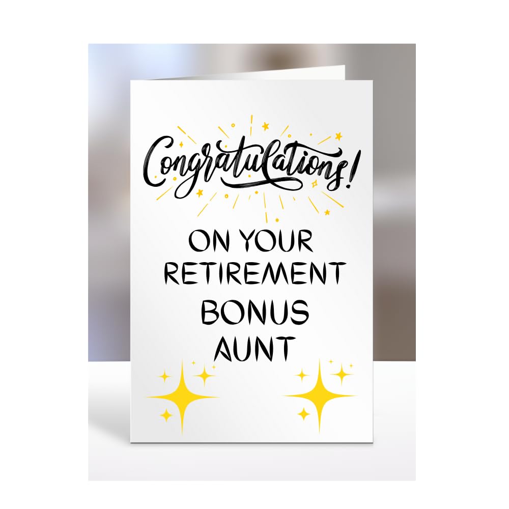 Congratulations on your retirement Bonus Aunt Card, Gifts for Men, Women, Presents for Retired Man, Woman or Person, Greetings Card, Retire, A5-124_23