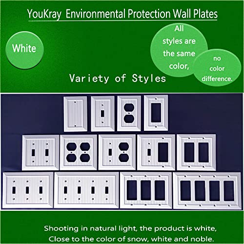 Funkiim STR001 Pure White Classic Beadboard Wall Plates,Light Switch Covers,Electrical Outlet Covers thumb #2