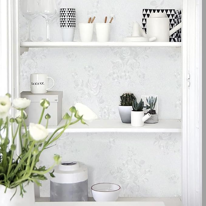 Image of SIA VENDORS Kitchen Waterproof Oil Proof Aluminum Foil Sticker, Silver Chequer Peel and Stick Wallpaper Removable and Self Adhesive Paper for Kitchen Countertops Cabinet (Rose, 24 x 100 Inch)