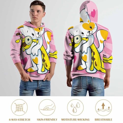 Sweats à capuche manche longue unisexe pull chat girafe taille M confortable