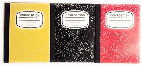 Composition Notebooks Marbled College Ruled 3 Piece Bundle Red Black Yellow 100 Sheets