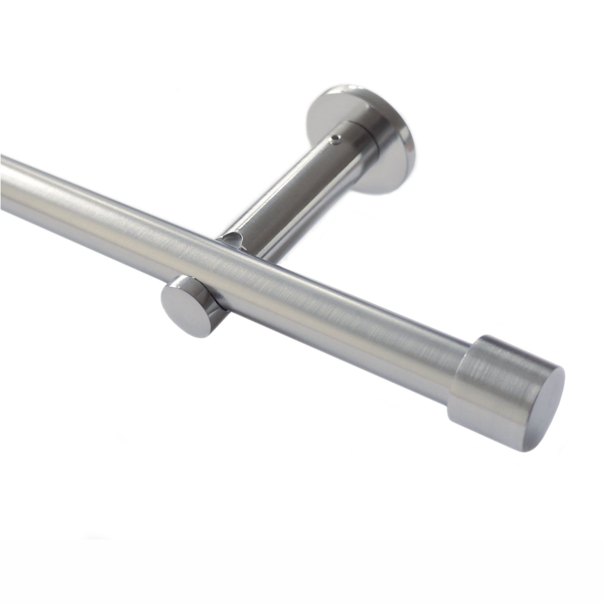 HUGG Gardinenstange Cap (vm.77) Ø 16mm, Wandmontage, Edelstahl-Optik - 200 cm