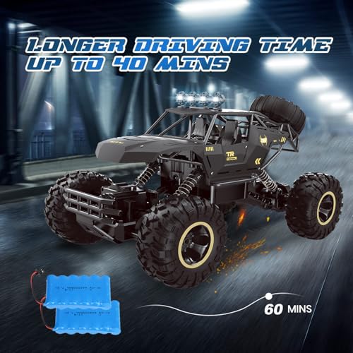 Jiakora RC Cars Remote Control Car 1:12 Off Road Monster Truck,Metal Shell 4WD Dual Motors LED Headlight Rock Crawler,2.4Ghz All Terrain Hobby Truck with 2 Batteries for 60 Min Play,Boy Adult Gifts - Image 5