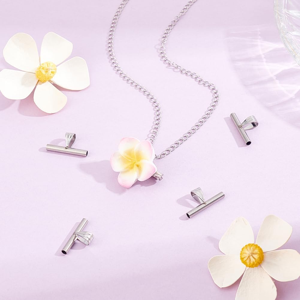 Beebeecraft 1 Box 6Pcs Brooch Pin to Pendant Converter Stainless Steel Brooch to Necklace Converter Horizontal Adapter for Changing Findings Jewelry Making DIY Supplies