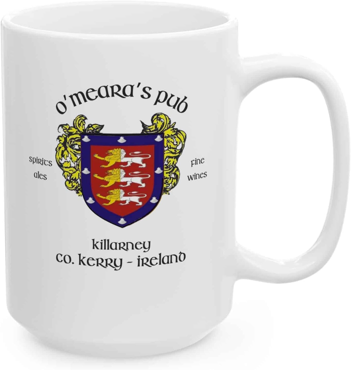 Irish Pub Coffee Mug and Tea Cup from Over 100 Irish Bars featuring Family Crest and Coat of Arms Designs - Set of 4 Mugs (O'Meara's Pub)