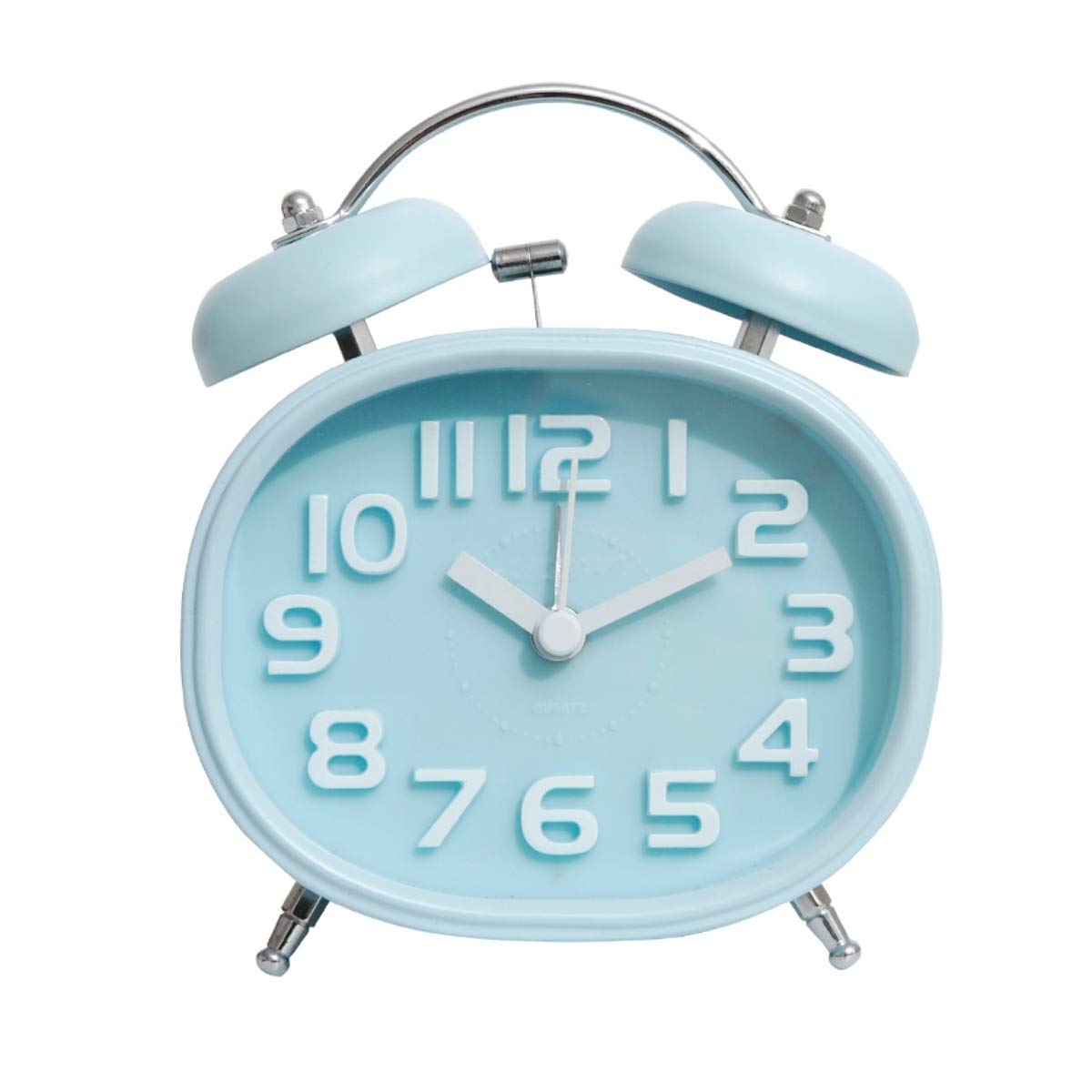 JZK Retro quartz twin bell alarm clock non ticking silent sweep with backlight, battery operated loud alarm clock for heavy sleepers, vintage bedside clock for home bedroom office travel, blue