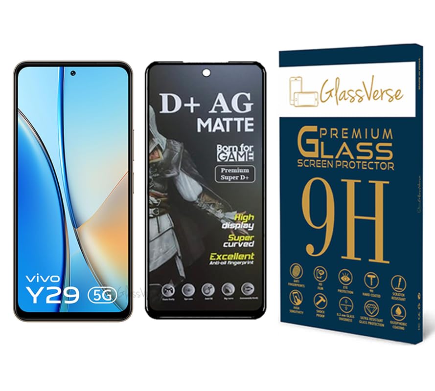 Image of GlassVerse D+ Matte Tempered Glass With 18H Hardness For Vivo Y29 5G (PACK OF 1) with Free Installation Kit Full screen Coverage - 6.68 inch