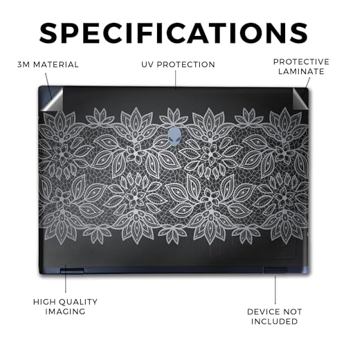 Image of Laptop Skin Compatible with Alienware M16 R2 (2024) - Floral Lace - Premium 3M Vinyl Protective Wrap Decal Cover - Easy to Apply | Crafted in The USA by MightySkins