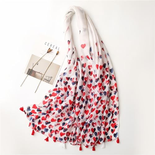 Red Love Heart Scarf Wraps and Shawls with Tassels for Women Fashion Scarves for Spring Summer Fall Winter3