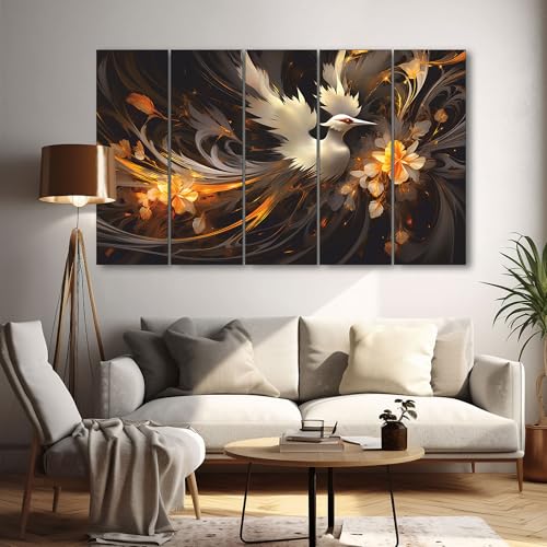 Image of The Castle Decor Beautiful Bird Painting With Frame 5 Big Size (36x60) Multiple Frames Wall Art for Living Room,bedroom,drawing Room,hotels-wooden Framed-digital Painting