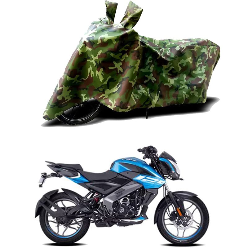 Image of 100% Water Resistant Bike Scooty Two Wheeler Body Cover Compatible for Bajaj Pulsar NS 125 STD /UV-Rays /Heat Protection /Birds Dropping /Scratchproof /Dust Proof /Waterproof /All [Green MJ]