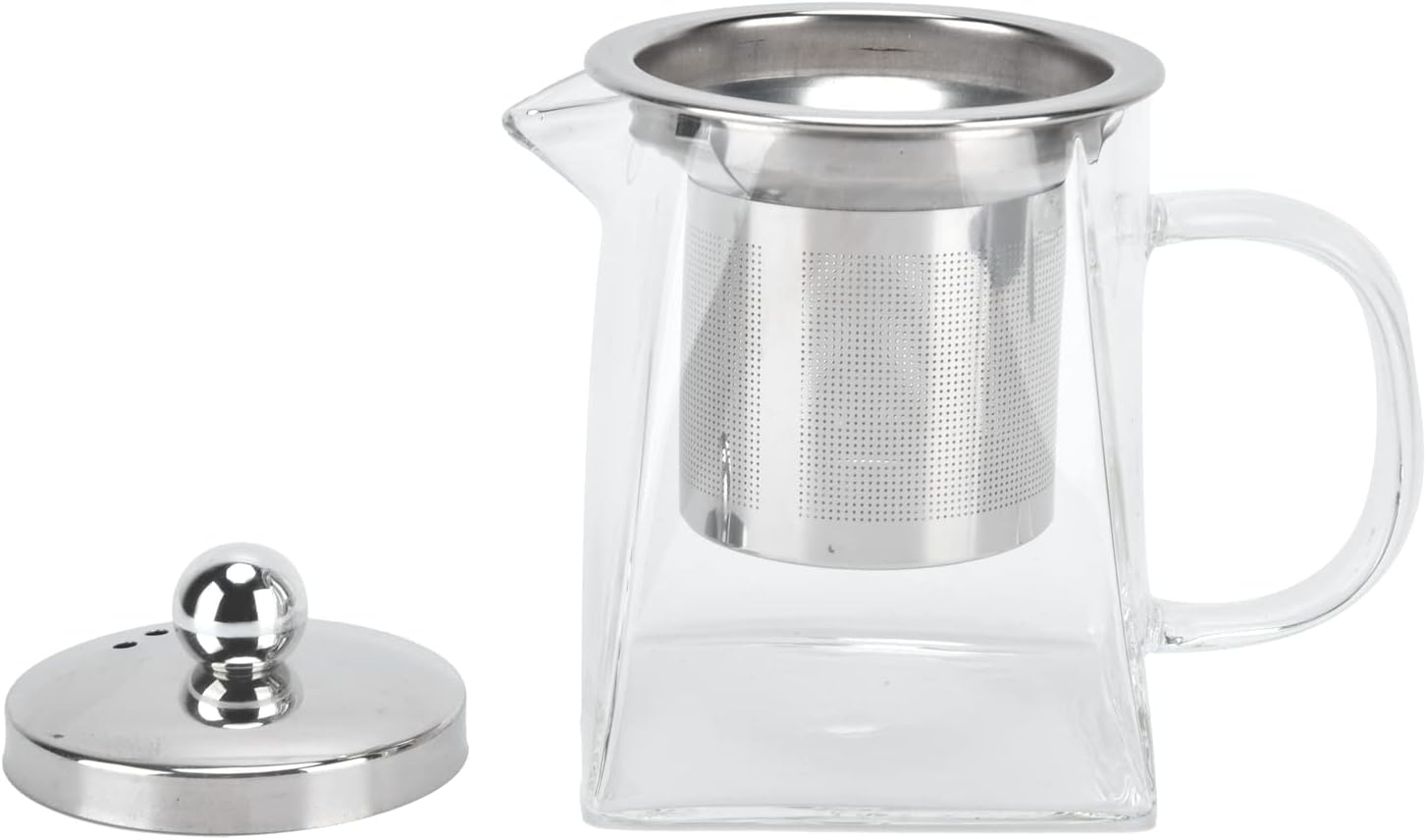 Transparent Teapot 350ml Removable 304 Stainl Steel Heat Tea Kettle for Plies Tea Pot with Handle for Loose Leaf Tea (350ml)
