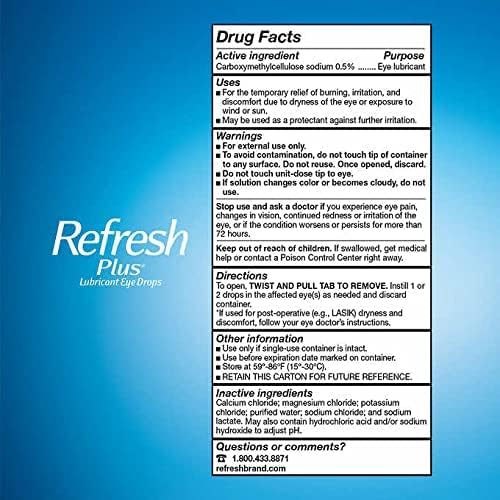 Allergan Refresh Plus Lubricant Eye Drops Single-Use Vials 1Pack (100 ct ) klk#Gskx