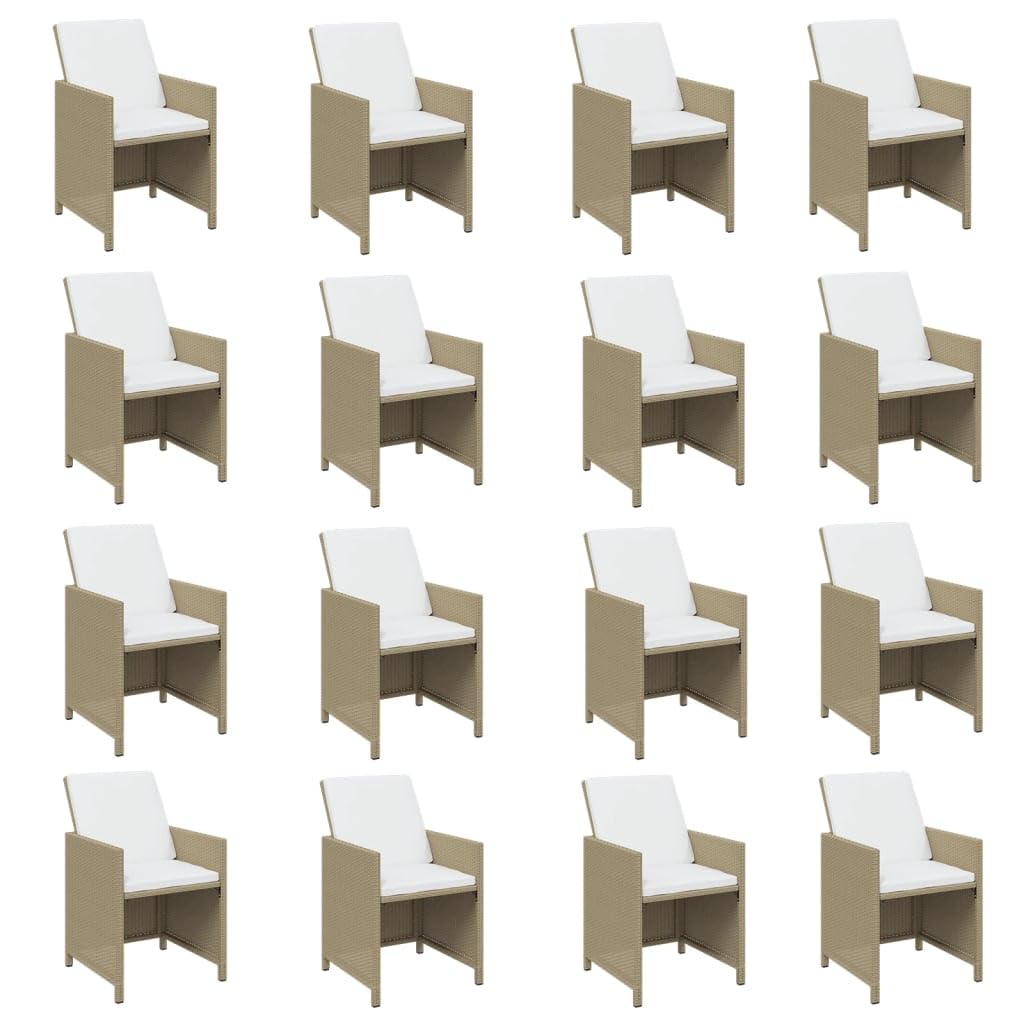 Helloshop26 Set da pranzo Soggiorno da giardino Mobili da esterno Cuscini 21 pezzi Beige resina intrecciata 02_0014432