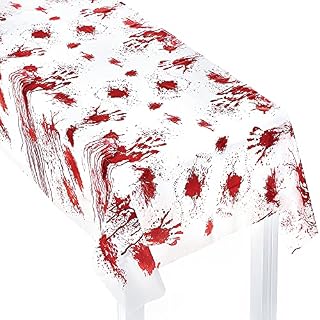 PartyWoo Halloween Tablecloth, 137 x 274 cm / 54 x 108 Inch Bloody Handprint Party Tablecloth, Rectangular Tablecloth, Washable, Table Cloth, Waterproof Tablecloth, Halloween Decoration (1 Piece)