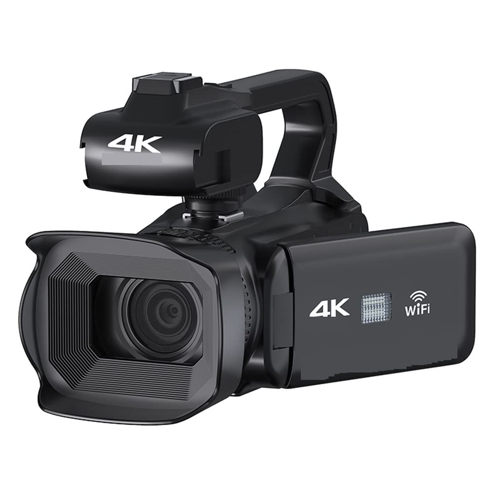 CVFRDD 18X Full 4K 60FPS Professional Camcorder For Live Stream Webcam 64MP Digital Video Camera 4 Rotate Screen Vlog Recorder(32G SD Card,Standard)