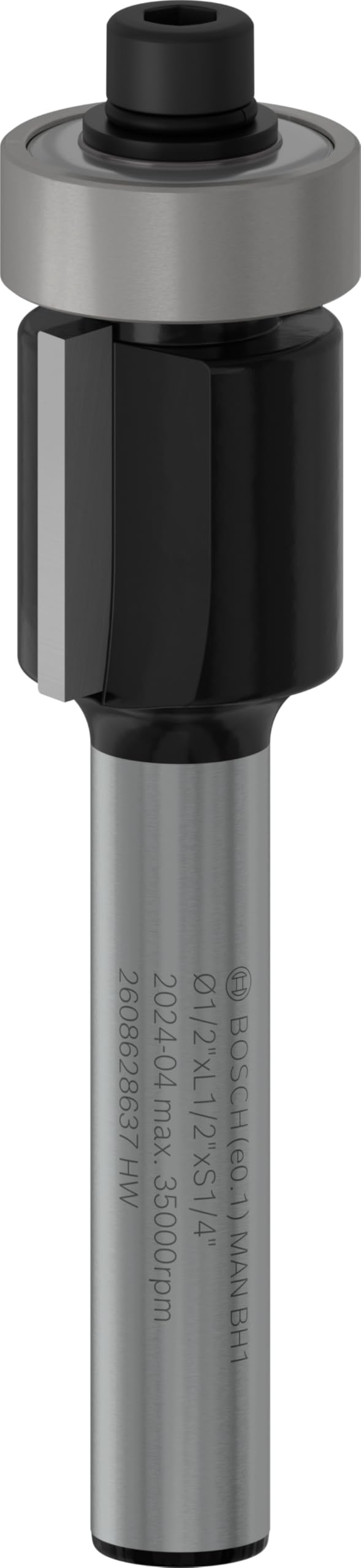 Bosch White 2608628637 Laminate Trim Ball Bearing Pilot Bit With Two Flutes And Tungsten Carbide (Diameter - 12.7Mm)