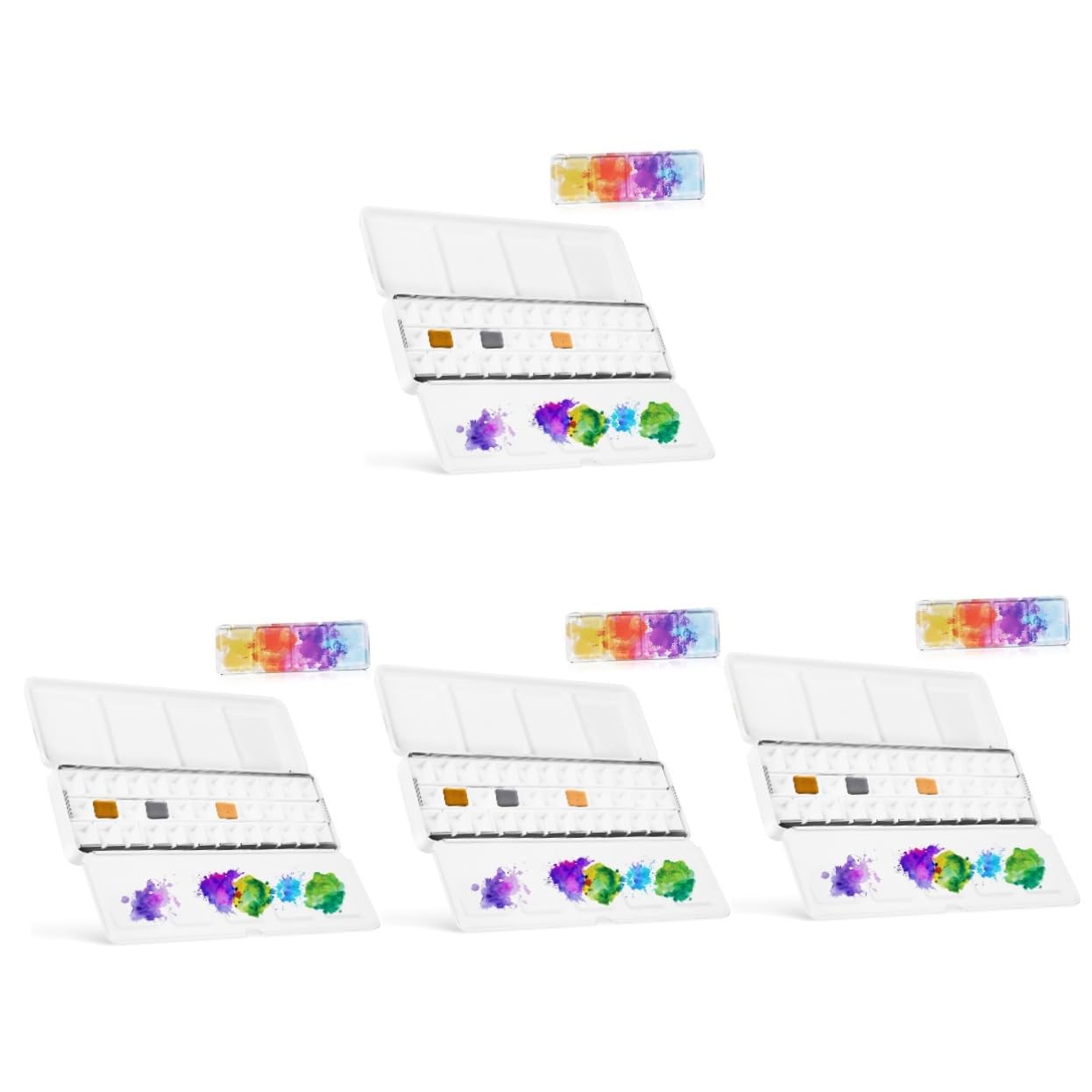 Tofficu 4 Pièces Boîte de Palette d'aquarelle Vide Pot de Peinture Vide Stylo à Eau Lavable Aquarelle de Voyage Palette de Couleur Palette de Peinture Palette Aquarelle Vide Le Fer