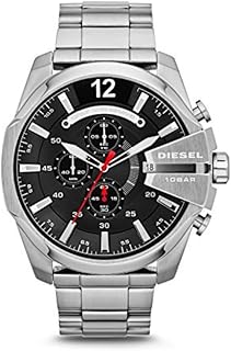 Diesel Men's Mega Chief Stainless Steel Bracelet, Silicone or Leather Band Watch with Analog or Digital Movement