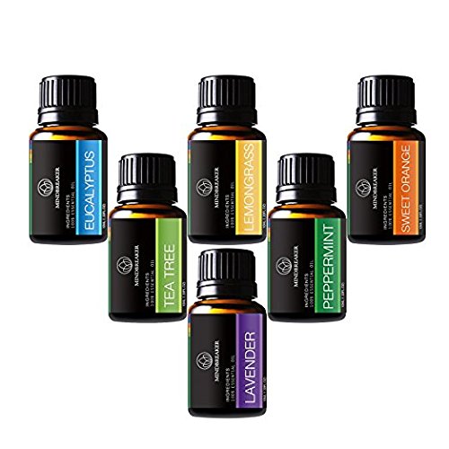 Aromatherapy Essential Oil Set– 6 Bottles Aromatherapy Essential Oil Eucalyptus, Lavender, Tea Tree, Lemongrass, Sweet Orange, Peppermint Oil.works All Oil Diffusers #TOP2