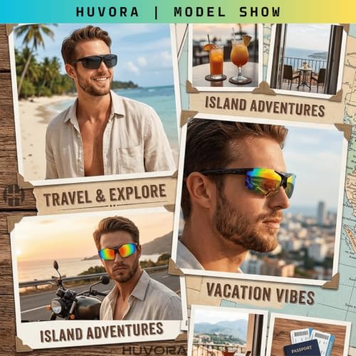 Image of Flip Up Sports Sunglasses for Men - Stylish Myopia Frame UV400 Protection Wraparound Mirrored Anti Glare Goggles - Lightweight Branded Glasses for Cycling, Cricket, Night Driving, Riding