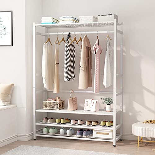 Porte-manteau en métal robuste multifonctionnel avec tringle et étagère de rangement salon bureau