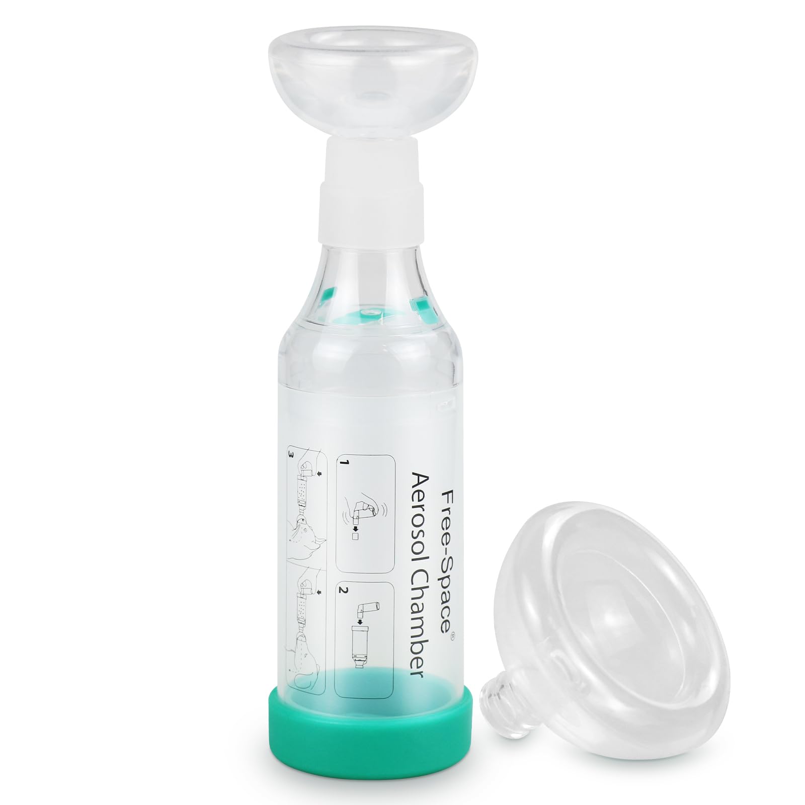 free-space Espaciador inhalador para Gatos/Perros con máscara de Silicona de Forma Redonda, cámara de Aerosol felino con indicador de respiración 2 máscara (Gato)