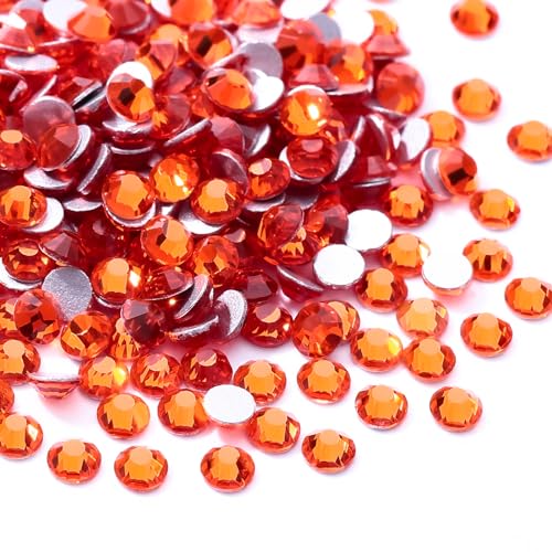 Image of Hyacinth Flatback Rhinestones, Glass Rhinestones for Nail Art and Craft, Glue Fix, Loose Crystal Gemstones(Orange, SS6, 1440pcs, 1.9-2.0mm)