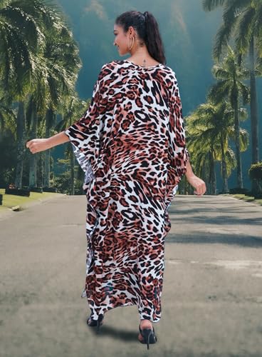 Image of Yanziliu Kaftan Dress for Women,Plus Size Hawaiian Batwing Sleeve Beach Cover Up Summer Swimsuit Dresses