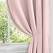 HOMEIDEAS Light Pink Girls Curtains Pom Pom Blackout Curtains 52 x 63 Inches Cute Blush Curtains for Kids Nursery Grommet Room Darkening Window Curtains 2 Panels for Bedroom/Living Room