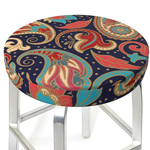 Gocgrv Paisley Floral Bar Stool Covers Round 13 Inch - Washable Elastic Stool Seat Cushion Cover Soft Velvet Dustproof And Easy To Clean Chair Slipcover #TOP2
