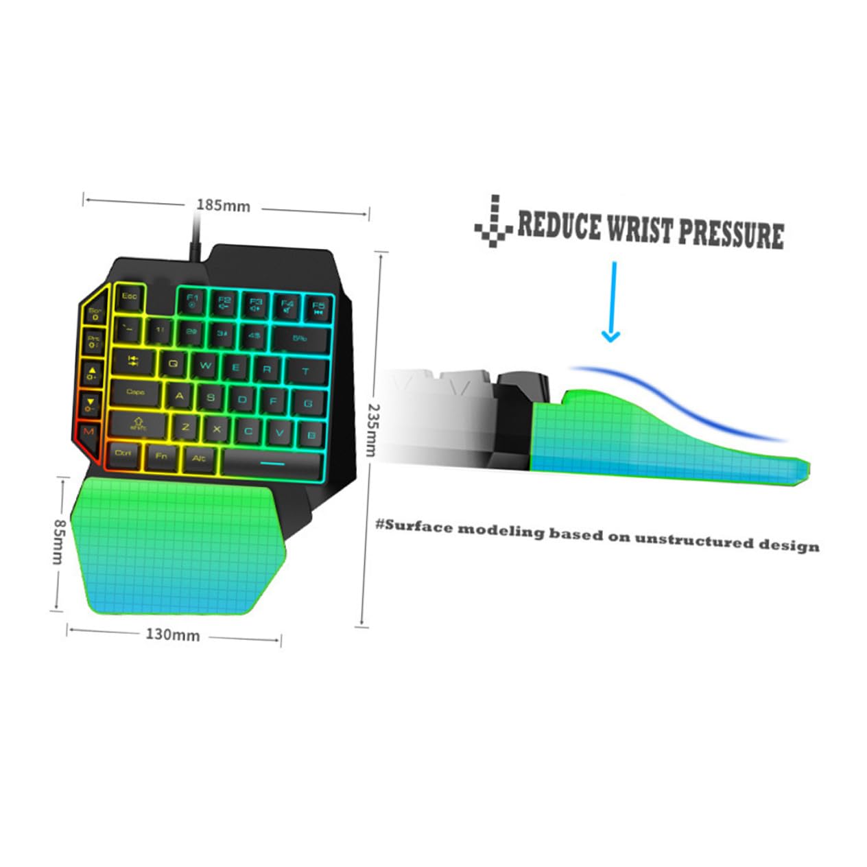 NUOBESTY Tastiera Da Gioco Retroilluminata Con Mouse, Combinazione E-sport Per Computer Domestici e Dormitori, Set Una Mano Facile Da Usare Per Gamer Principianti e Intrattenimento