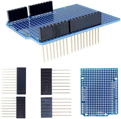 Diymore 2Pcs FR-4 Fiber 2mm + 2.54mm Pitch Prototype PCB DIY Board with 4 Long Pins for Arduino UNO R3 Shield