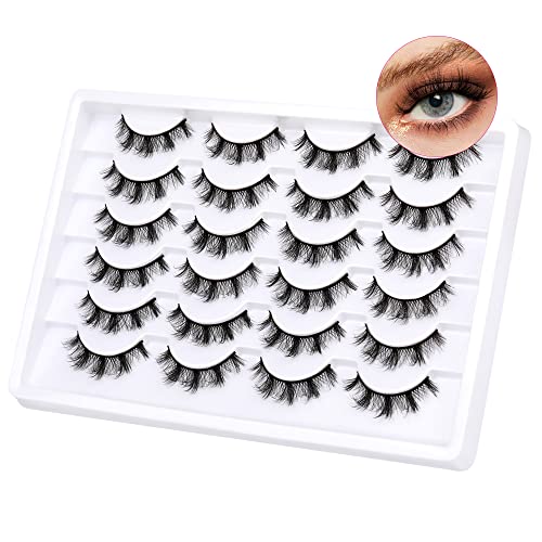 6D Faux Mink Lashes Wispy 12mm Fluffy False Eyelashes Short Small Lashes Natural Look 12 Pairs Soft Fake Eyelashes Pack by Pawotence