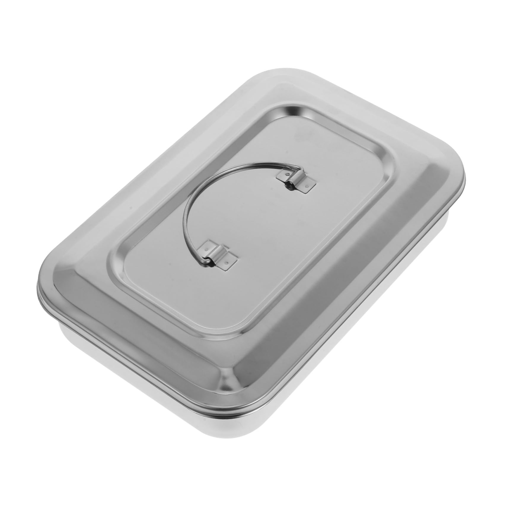 Caja de esterilización de acero inoxidable con tapa Bandeja de cuadrada de acero inoxidable Bandeja de esterilización duradera e inoxidable para uñas y herramientas de belleza