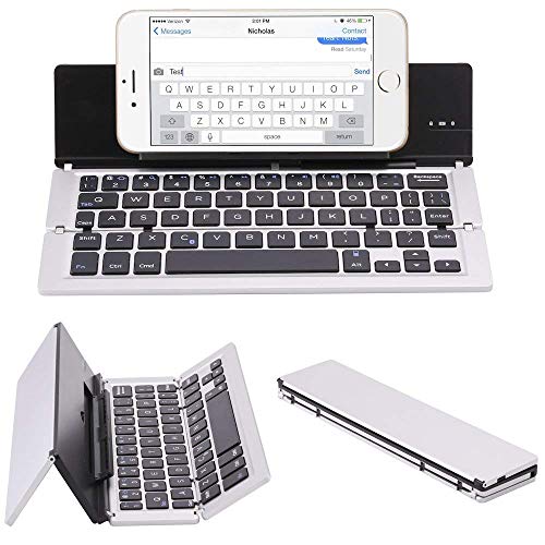 Clavier, Woopower Pliante en Aluminium Ultra Fin Universel Clavier Bluetooth sans Fil avec Support de Tablette/téléphone pour pour iPhone iPad Pro Samsung Galaxy Smartphones Android