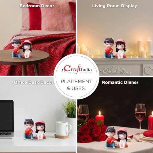 Image of eCraftIndia Valentine Gift for Girlfriend Boyfriend Resin Miniature Cute Romantic Couple Statue Boy Giving Heart to Girl Showpiece Valentine Day Gift for Husband Wife Her Valentines Decoration Item