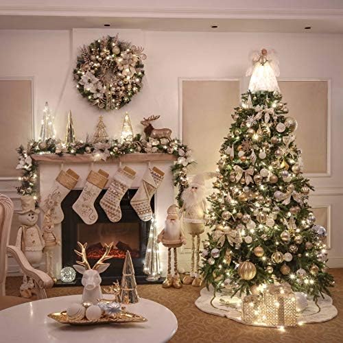 Valery Madelyn 50pcs 6cm Shatterproof Christmas Baubles, Elegant White and Gold Christmas Ball Ornaments for Christmas Tree Decoration