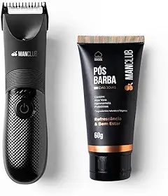 MANCLUB® Kit Desmatador: Aparador Elétrico de Pelos Corporais + Pós-barba das Joias: Proteção para as Partes Íntimas durante todo o dia