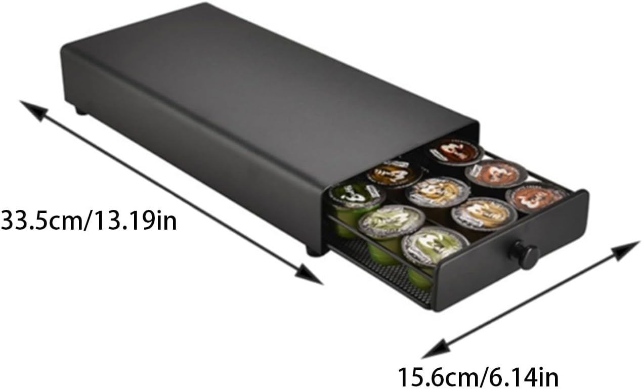 Pods Storage Drawer for 24 Capsulesed Iron Materials Stylish and Sturdy Designs for Home or Supplies Use Kitchen Counter Storage