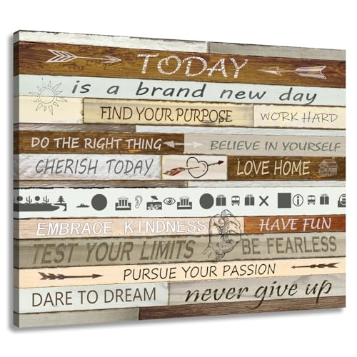 Woxfcart Inspirational Quotes Canvas Wall Art, Brown and Gray Motivational Pictures for Student Study Bedroom Office Decor Poster, 15 x 12 Inch