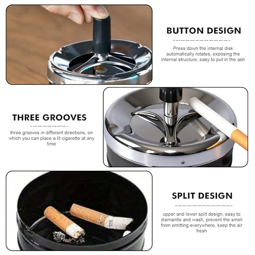 6 Stück Aschenbecher Drehen, Drehaschenbecher, Aschenbecher Mit Deckel, Moderner Drehaschenbecher Windaschenbecher, aschenbecher Tischaschenbecher Für Zuhause Draußen Bar Büro, Winddicht 9 X 9 cm