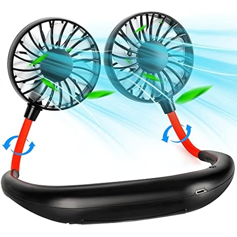 BOSONER Neck Fan Rechargeable, Portable Hands Free Cooling Hanging Personal Fan, Wearable USB Neckband Fan, 3 Speed Adjustable Small Fan, Headphones Design for Cooking Outdoor Travel Hot Flushes Cover